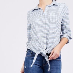 hayes Tie Front Button Down Shirt